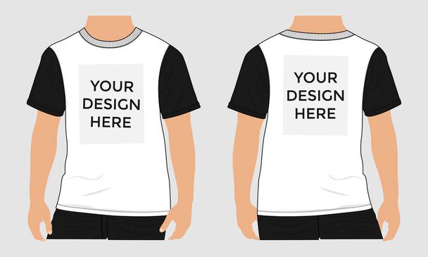 Korte mouw t-shirt vector illustratie mock-up template voor mannen en unisex. Apparel Design Cad 's voor- en achteraanzichten zijn eenvoudig te bewerken en aan te passen.  - Vector, afbeelding