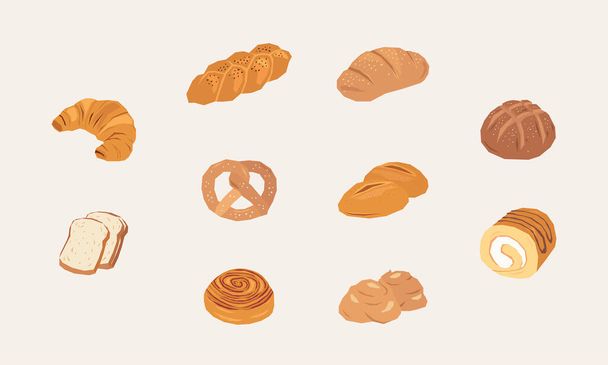Bakery illustration pack in flat design - Vector, Image