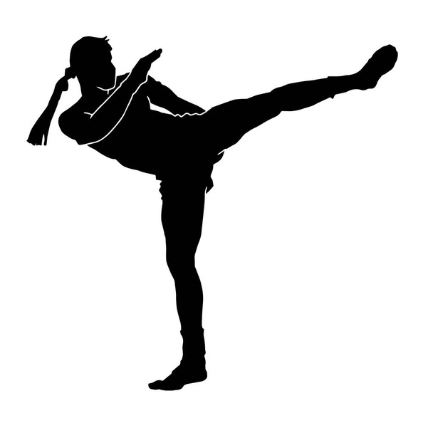 wektor ilustracja męski muay Tajski sztuki walki atleta na białym tle - Wektor, obraz