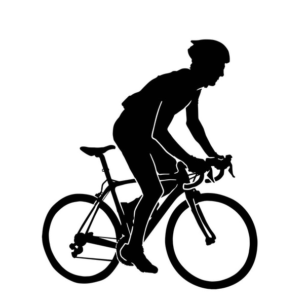 векторный силуэт человека, катающегося на велосипеде на белом фоне - Вектор,изображение
