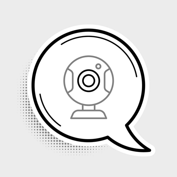 Line Web camera pictogram geïsoleerd op grijze achtergrond. Chat camera. Webcam icoon. Kleurrijk concept. Vector. - Vector, afbeelding