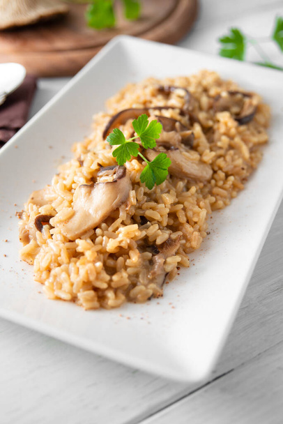 arroz com cogumelos de perto - Foto, Imagem