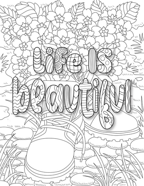 hand drawn doodle lettering-drawing-coloring book. vector illustration for your design - Foto, imagen