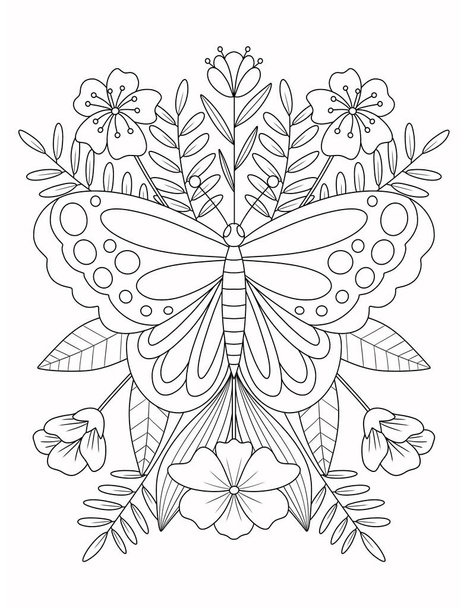 coloring pages line art. hand drawn illustration with a wreath of leaves. black and white sketch for your - Photo, image