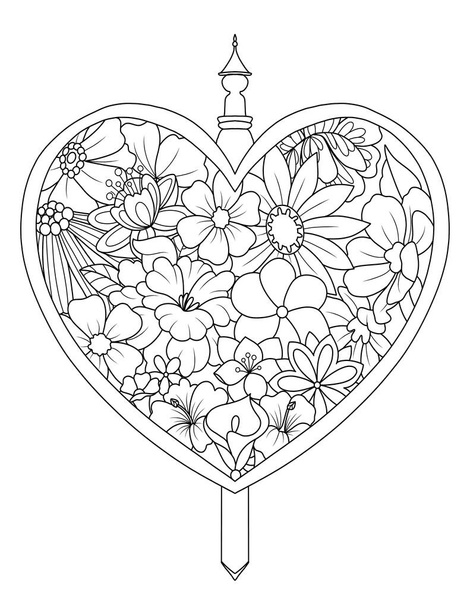 ручной рисунок цветок, раскраска книги для вашего дизайна - Фото, изображение
