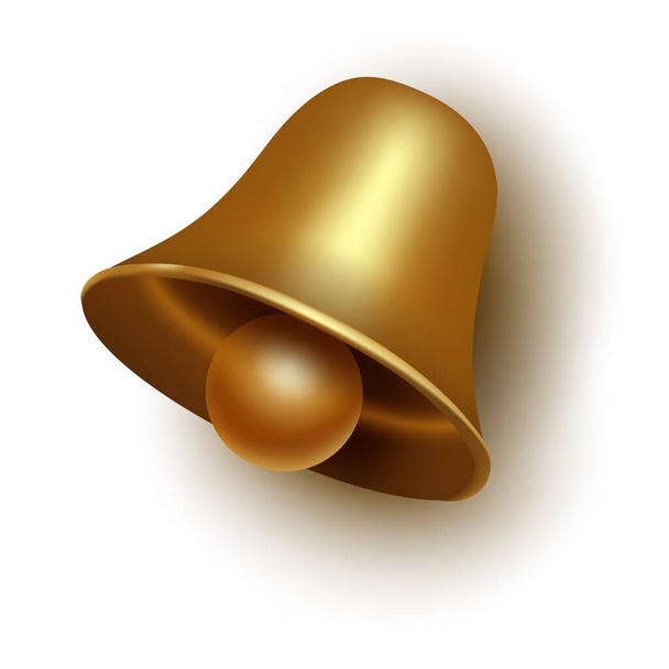 golden bell with shadows on white background - Vecteur, image