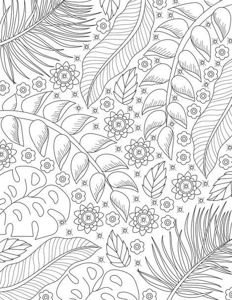 vector illustration. seamless pattern with floral elements. hand drawn doodles on white background. - Фото, зображення