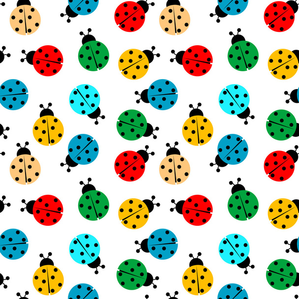 Ladybugs in colors seamless pattern - Vektör, Görsel