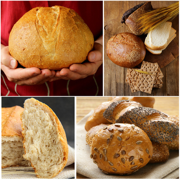 Collage-Sortiment aus Brot, Roggen und Weiß - Foto, Bild