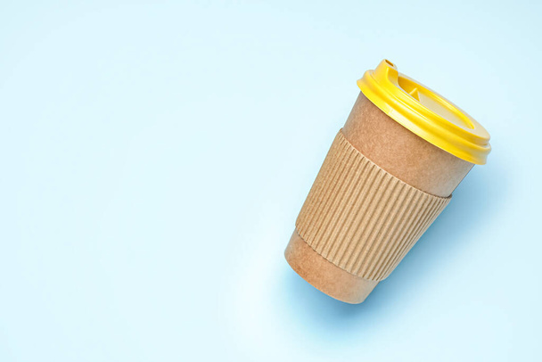 Paper cup on color background - Photo, Image