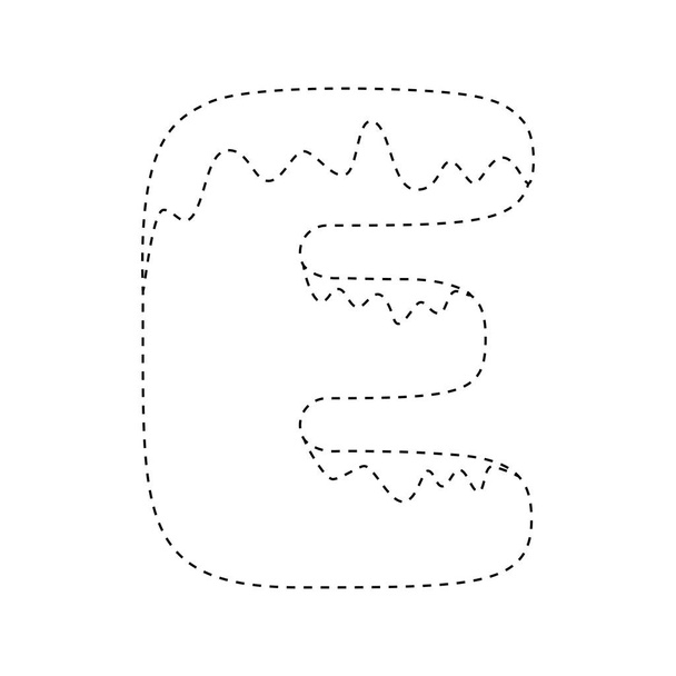 Letter E tracing werkblad voor kinderen - Vector, afbeelding