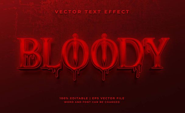 Krvavé červené halloween a horor téma 3D styl efektu textu - Vektor, obrázek