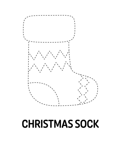 Christmas Sock Tracing arkusz roboczy dla dzieci - Wektor, obraz