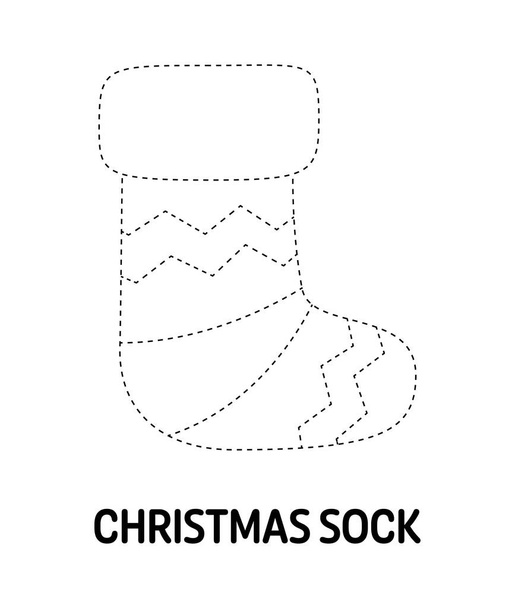 Christmas Sock Tracing arkusz roboczy dla dzieci - Wektor, obraz