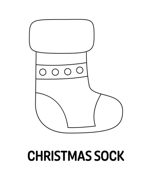 Kolorowanki z Christmas Sock dla dzieci - Wektor, obraz