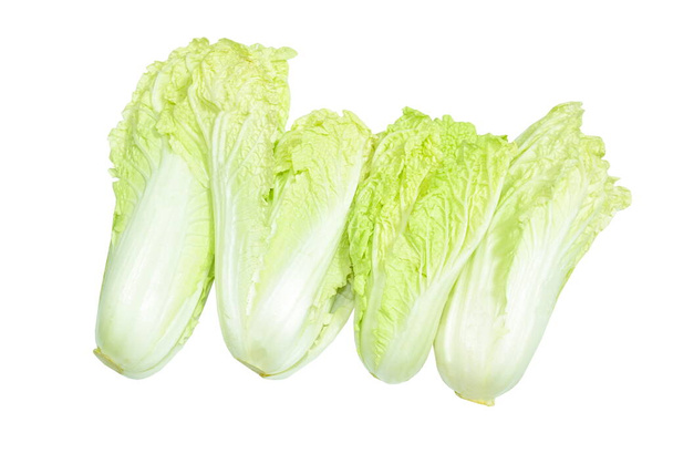 ensalada de verduras de col china blanca fresca con gota de agua sobre fondo blanco    - Foto, Imagen