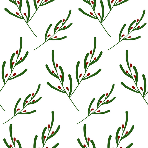 Mistletoe branches isolated vector seamless pattern - Vektor, kép