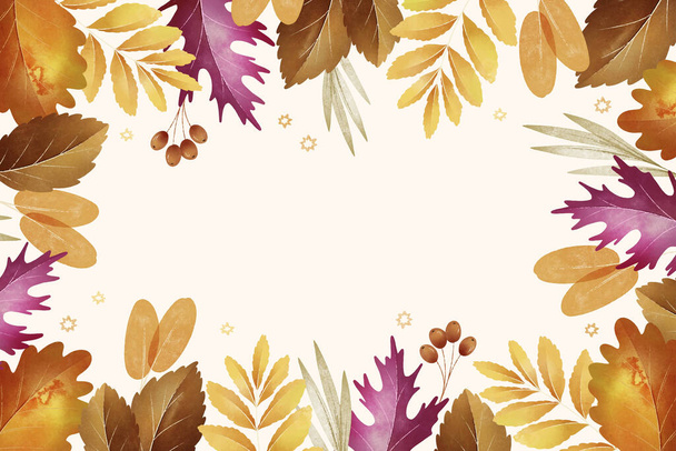 水彩秋のお祝いの背景ベクトルデザインイラスト - ベクター画像