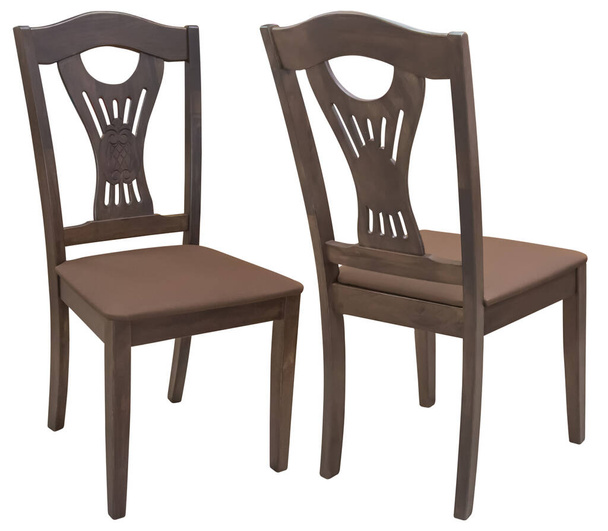 Krzesło wykonane z naturalnego drewna z miękkim siedziskiem pod różnymi kątami. Odizolowany od tła. Element wewnętrzny - Zdjęcie, obraz