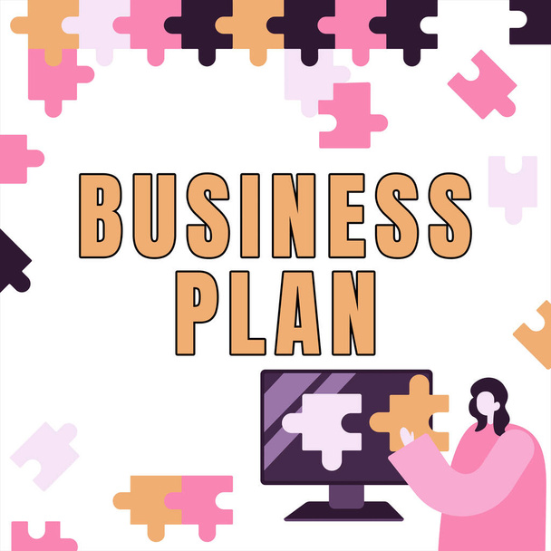 Ispirazione che mostra segni Business Plan, Word Scritto su Obiettivi e Proiezioni Finanziarie della Strategia Strutturale - Foto, immagini