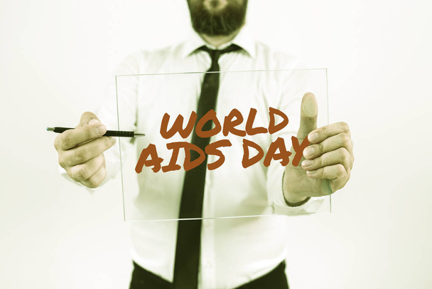 Conceptuele weergave World Aids Day 1 december gewijd aan de bewustmaking van de AIDS, Internet Concept 1 december gewijd aan de bewustmaking van de AIDS - Foto, afbeelding