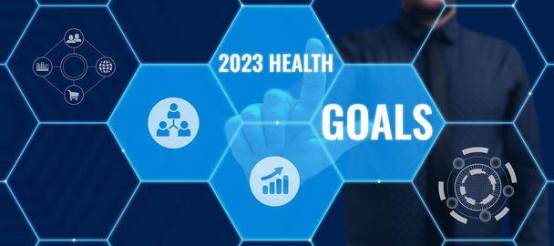 Visualizzazione concettuale 2023 Obiettivi di salute, Approccio aziendale celebrazione dell'inizio dell'anno civile 2023 - Foto, immagini