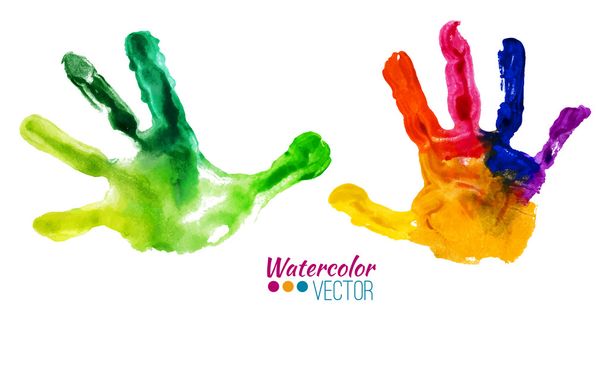 Vector acuarela coloridas huellas de manos
 - Vector, Imagen