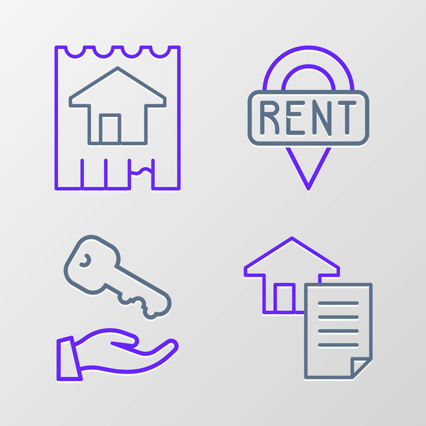 Set line House contract key Location and icon. Vector. - Vector, Image
