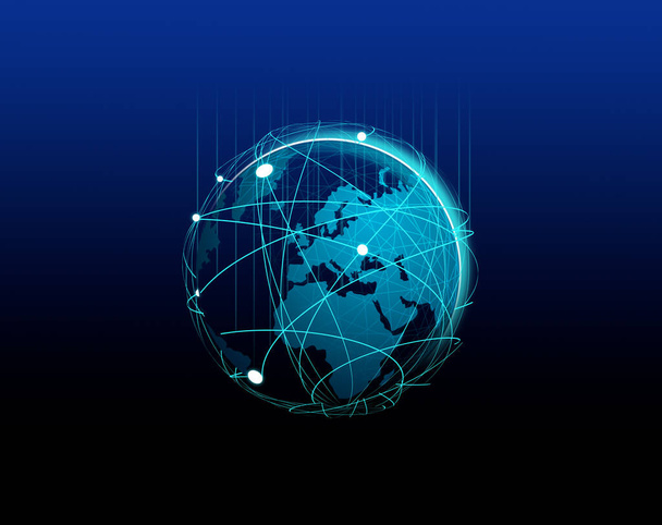 Wereldwijde netwerkverbinding. wereldkaart punt en lijn samenstelling concept van de wereldwijde business. illustratie - Foto, afbeelding