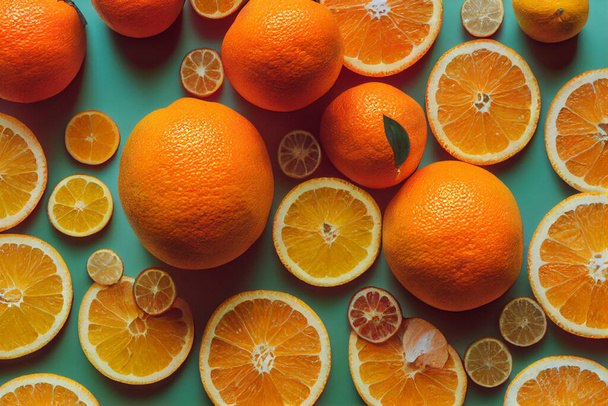 Plocha pomerančové sklizně ovoce na trhu, přirozený zdroj ekologických zemědělských potravin plných vlákniny a vitamínů pro zdravou stravu. - Fotografie, Obrázek