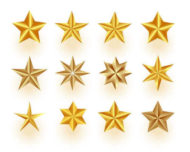 set of decorative golden star for christmas holiday design - Vector, Image