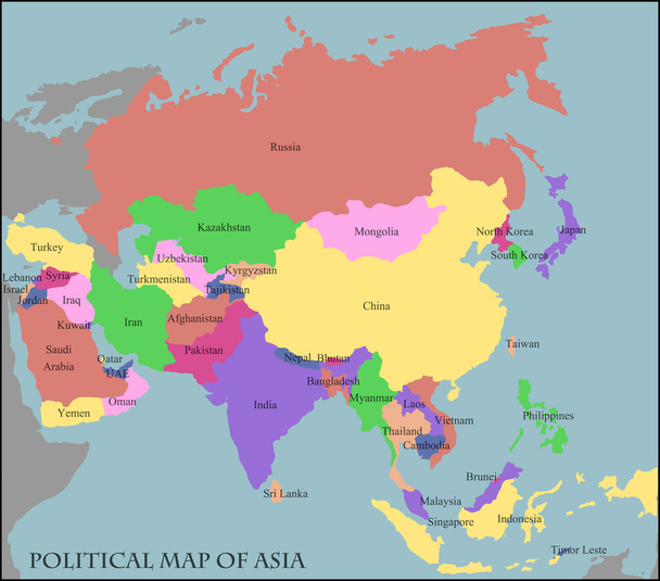 politická mapa Asie - Vektor, obrázek
