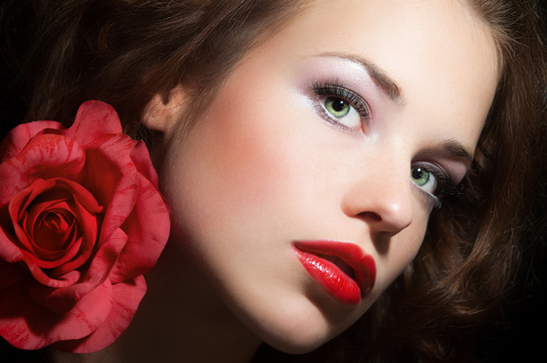 Beauty With Rose - Foto, afbeelding