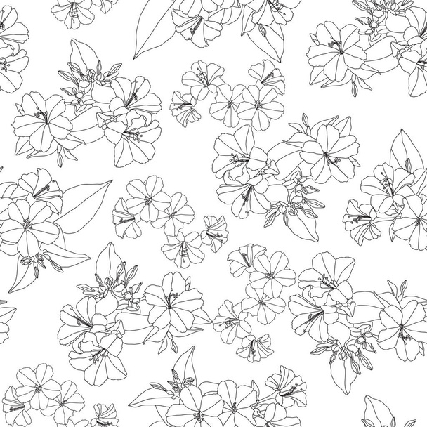 Flowers line art isolated illustration seamless pattern - Διάνυσμα, εικόνα