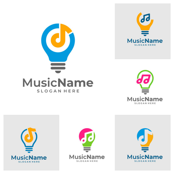 Set of Bulb Music Logo Template Design Vector, Emblem, Design Concept, Creative Symbol, Icon - ベクター画像