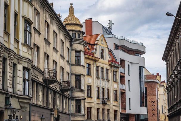 Bielsko-Biala, Poland - May 22, 2022: Old and new buildings in Bielsko-Biala city - Photo, Image