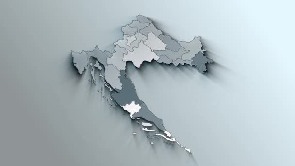 Сучасна біла мапа Хорватії з округами - Кадри, відео