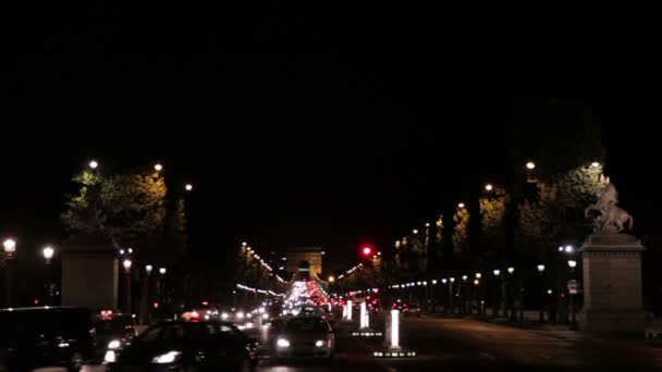Night footage of the triumphal arch in Paris, France - Footage, Video