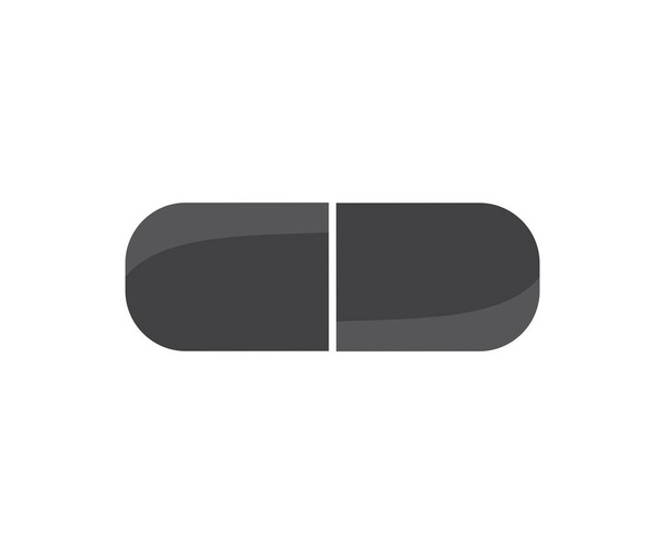 Logo-Design für Medizin-Kapseln. Medizinische Pillen linear und vollständiges Piktogramm. Pharmazeutische Arzneimittel, medizinische Krankenschwester, pharmazeutisches Pillenvektordesign und Illustration. - Vektor, Bild