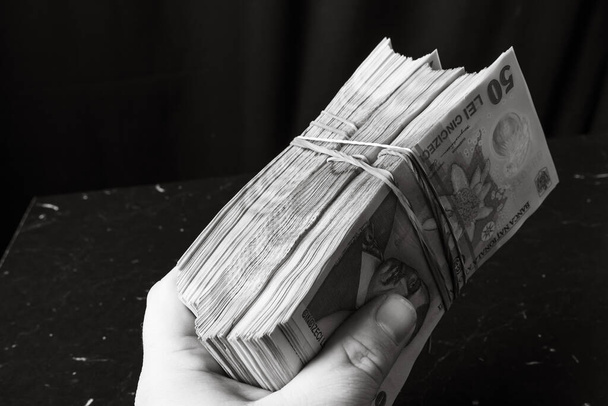 LEI Romanian money. RON Leu money european currency and inflation - Fotografie, Obrázek