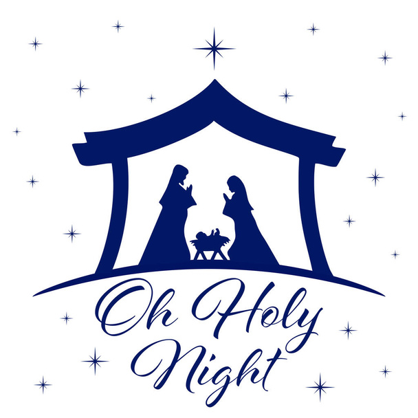 Christmas Nativity scene greeting card background. Elements all separate and editable. Vector EPS10. - Vector, Image