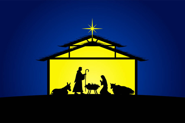 Christmas Nativity scene card background. Vector EPS10. - Vector, Image
