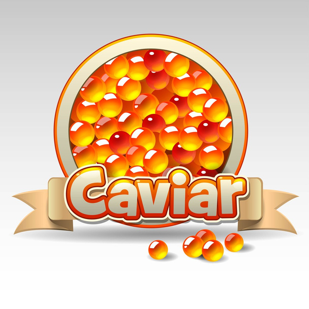 Rode kaviaar label - Vector, afbeelding