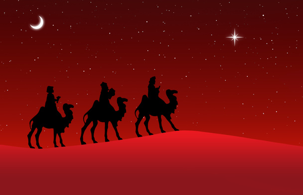 Tres Reyes Magos viaje tarjeta de felicitación banner fondo - Foto, imagen