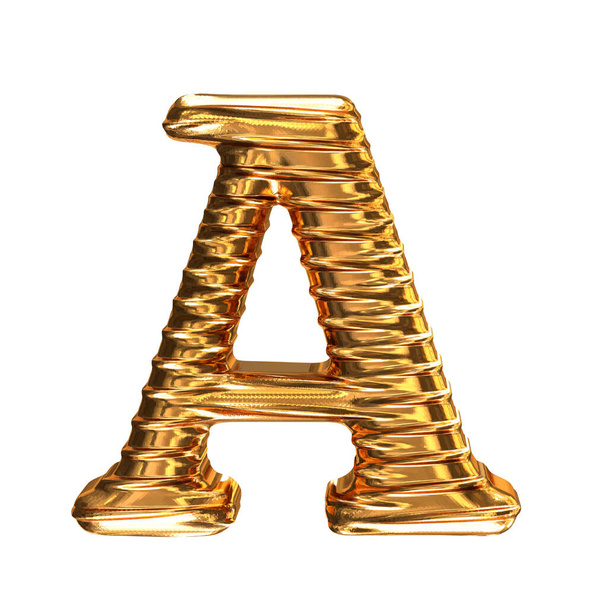 Flauta de oro 3d horizontalmente letra a - Vector, Imagen