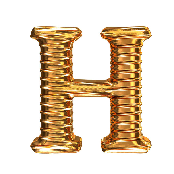 Fluted 3d gold horizontally letter h - Vector, Image