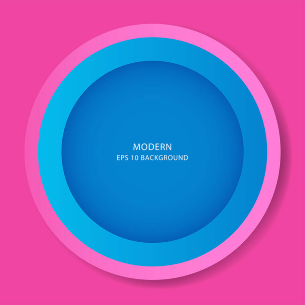 ピンクと青の円、コピースペースのあるシンプルな丸い形のフレーム、ベクトルイラスト - ベクター画像