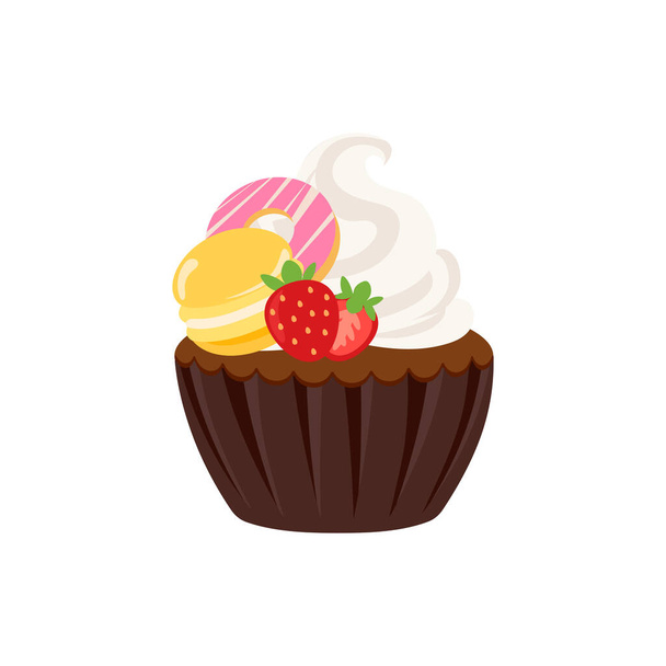 cupcakes de fiesta Mantenga pasteles, fiestas de cumpleaños, cupcakes de varios sabores, chocolate, limón, arándanos, vainilla, leche, cupcakes de frutas mixtas - Vector, Imagen