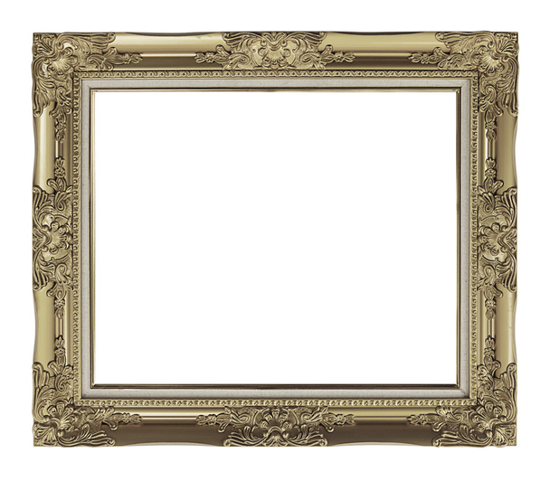 Starožitný zlatý rám izolovaný na bílém pozadí, výstřižková cesta - Fotografie, Obrázek