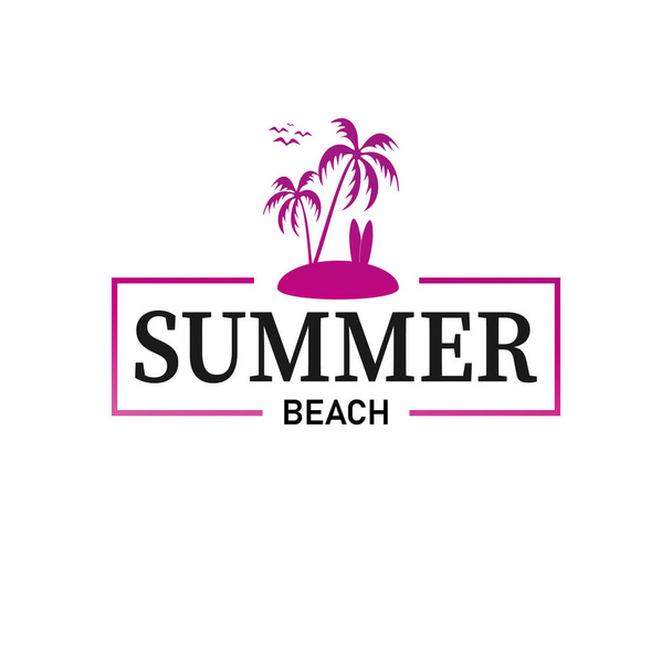 summer beach logo vector illustration ON WHITE BACKGROUND ISOLATED. - Wektor, obraz